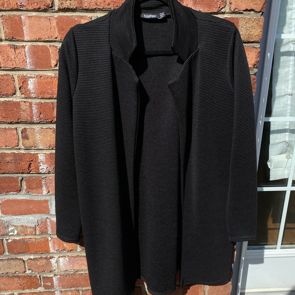 BOOHOO black Rib Duster coat 🧥 - Picture 8 of 10